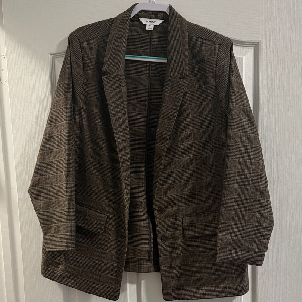 Old Navy Brown Plaid Blazer